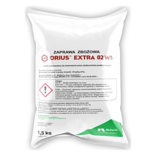 Zaprawa zbożowa Orius Extra 02 WS 1,5 kg – zaprawa nasienna Nufarm, tebukonazol, opakowanie 1,5 kg