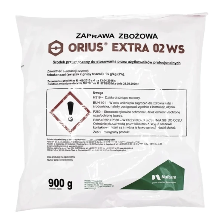 Zaprawa zbożowa Orius Extra 02 WS 0,9 kg – zaprawa nasienna Nufarm, tebukonazol, torebka 900 g