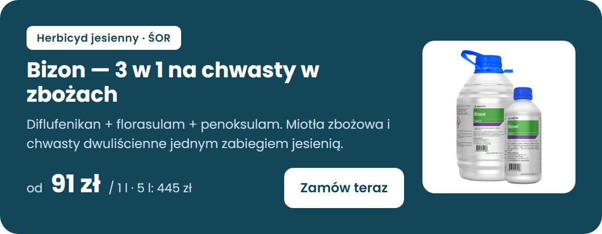 Bizon – herbicyd jesienny 3 w 1 do zbóż (diflufenikan, florasulam, penoksulam), od 91 zł za 1 l – zamów teraz