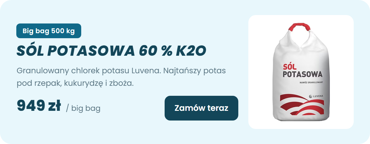 Sól potasowa 60 % K2O – granulowany nawóz potasowy Luvena, big bag 500 kg – zamów teraz
